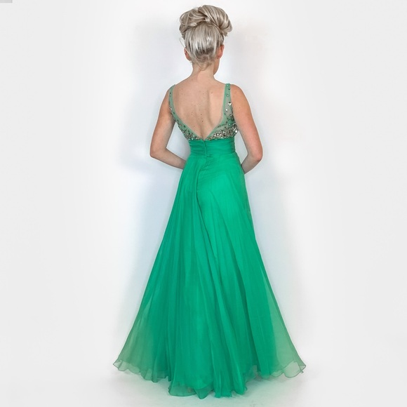 Jade Green Long Prom Dress - Picture 6 of 8